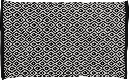 Differnz wales badmat 100% katoen zwart wit 50 x 80 cm