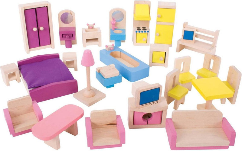 Load image into Gallery viewer, Bigjigs houten poppenhuis meubels, 27dlg.
