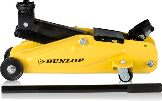 Dunlop hydraulische auto krik - autokrik met 2000kg hefvermogen - garagekrik met lifthoogte 135mm tot 305mm - metaal - geel zwart