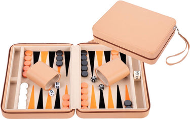 Engelhart backgammon reisspel met rits - beige