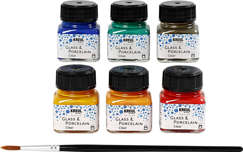 Load image into Gallery viewer, Kreul glas- en porseleinverf clear set 6x20 ml
