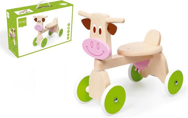Scratch loopauto - 4-wheel walker - koe marie - 50x40x25cm - 1 tot 3 jaar