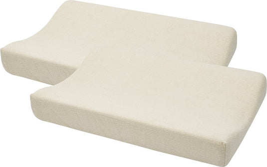 Meyco baby uni aankleedkussenhoes - 2-pack - badstof - soft sand - 50x70cm