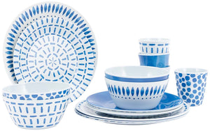 Bo-camp servies - mix match - 16-delig - melamine - blauw - breeze