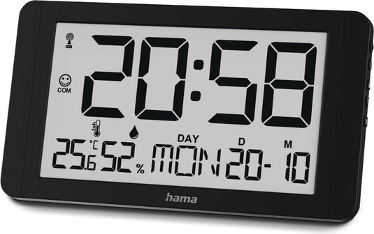 Hama wandklok- cuba- radiogestuurd - thermo- hygrometer- zwart