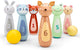Woet ® houten dieren bowling set voor kinderen - kegelspel met 6 kegels en 2 ballen - fsc - educatief spel - vanaf 3 jaar