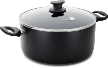 Greenpan cambridge kookpan 24cm - 5l - pfas-vrije antikleeflaag - inductie kookpan - keramische pan - ovenbestendig tot 180°c - koudgrepen - glazen deksel - zwart