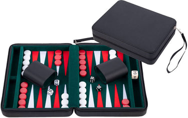 Engelhart backgammon reisspel met rits - zwart