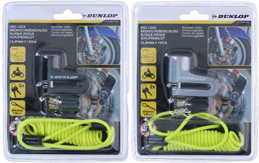 Dunlop remschijfslot met herinneringskabel - 2 sleutels - wielslot fiets motor scooter - 1 willekeurige kleur