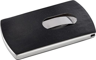 Sigel visitekaartjes snap - rvs leder - voor 12 kaartjes - zwart zilver - si-vz121