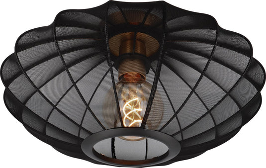Lucide corina - plafonnière (plafondlamp) - ø 40 cm - 1xe27 - zwart - japandi