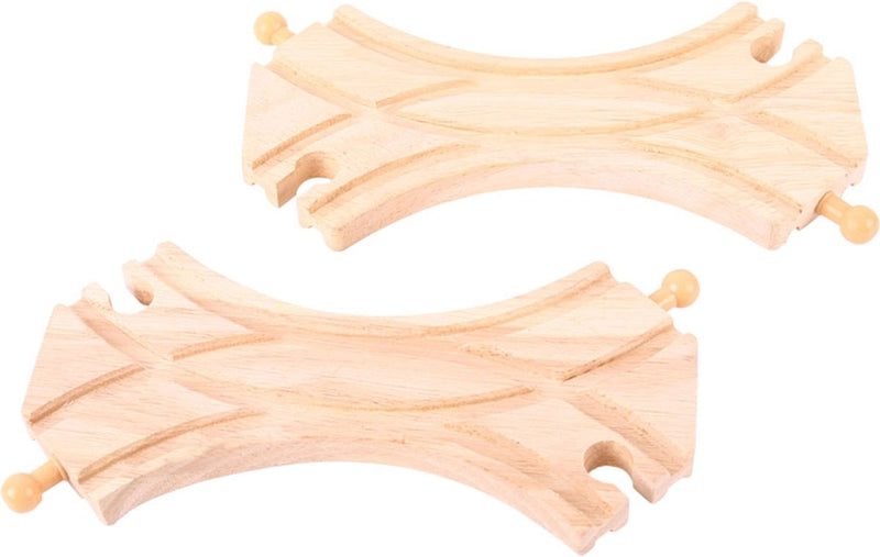 Load image into Gallery viewer, Bigjigs houten rails - 2-zijdige links rechts splitsing
