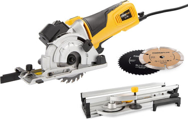 Powerplus elektrische mini invalzaag powx1365mb - 600w gereedschap, ø89mm - laser, verstekbasis - met 3 acc.