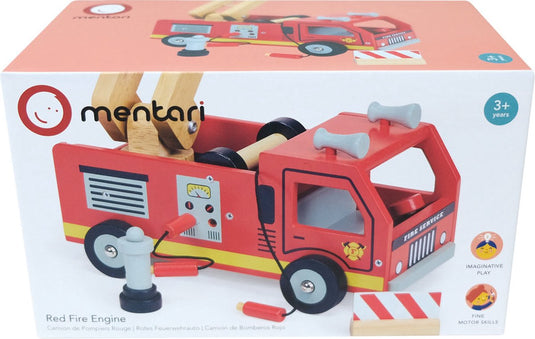 Mentari voertuigen - brandweerwagen - 22,5x13,5x13cm - met accessoires - 3 jaar