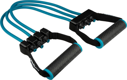Avento fitness borst expander - verstelbaar - blauw - lengte ca. 60 cm