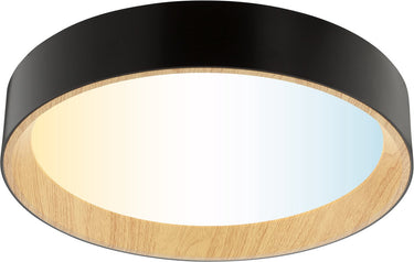 Brilliant larios - plafondlamp - led 9.2w - cct - 3000k-6500k - dimbaar - nachtlicht - timer - afstandsbediening - hout kleur - zwart