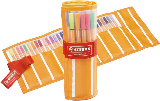 Stabilo point 88 - fineliner 0,4 mm - rollerset - 30 stuks etui - met 25 standaard + 5 neon kleuren
