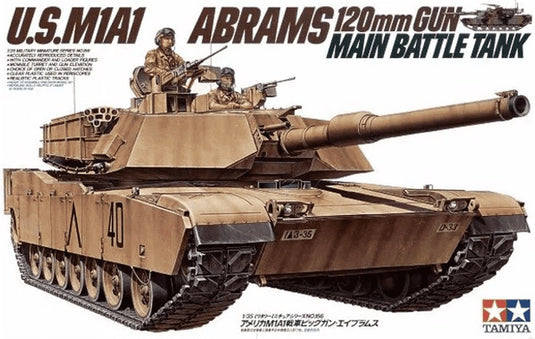 Tamiya modelbouwpakket militaire voertuigen - 35158 us mbt m1a1 abrams w mine plow and 2 figures plastic - 1:35 - modelbouw