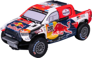Nikko rc auto dakar rally night mode toyota gazoo racing al-attiyah - rc voertuig 9 km h - led verlichting - vanaf 6 jaar - blauw rood 1:18