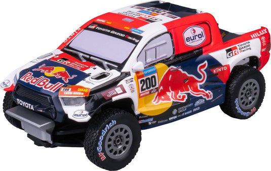 Nikko rc auto dakar rally night mode toyota gazoo racing al-attiyah - rc voertuig 9 km h - led verlichting - vanaf 6 jaar - blauw rood 1:18