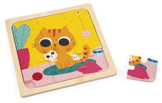 Janod - houten puzzel - kat peanut