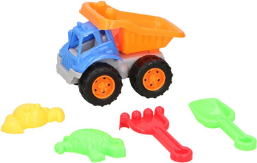 Eddy toys zandwagen set 5 stuks - zandwagen speelgoed met truck en vormen - zandtruck speelgoed voor strand of zandbak - kiepwagen speelgoed voor buiten - multicolor