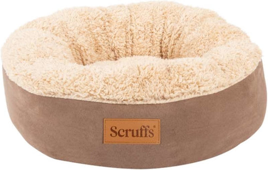 Scruffs cosy donutmand - comfortabel en voordelig met zachte binnenvoering en imitatie suède buitenvoering - 4 kleuren - ø 45 cm - caramel brown