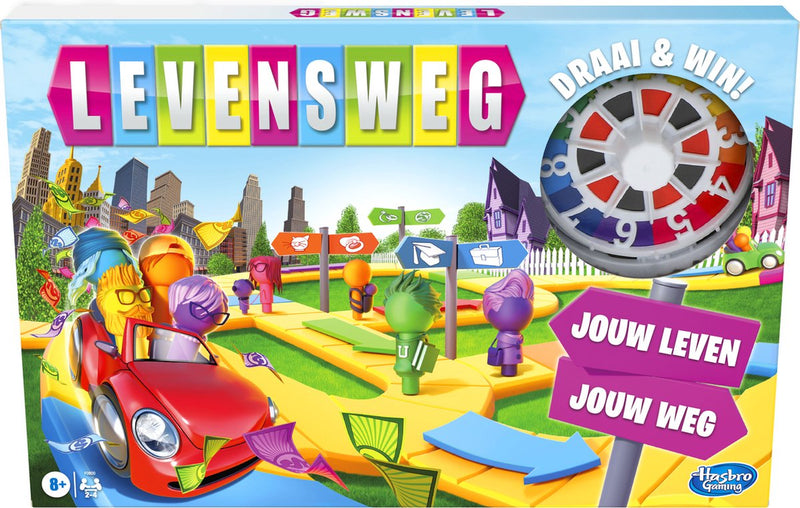 Afbeelding laden in galerijviewer, Hasbro gaming levensweg - familiebordspel voor 2 tot 4 spelers - indoorspel voor kinderen vanaf 8 jaar - staafjes in 6 kleuren
