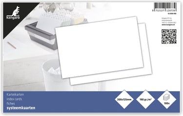 Kangaro systeemkaart - 125x200mm - blanco - 190 grams - pak a 100 vel