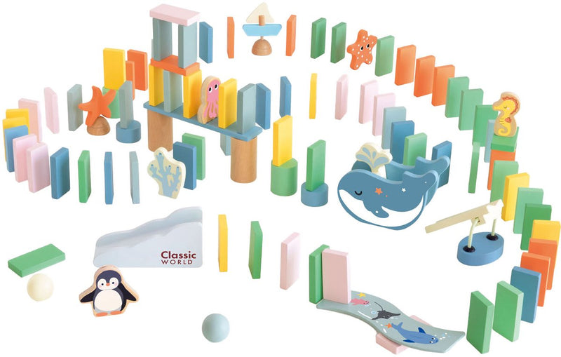 Load image into Gallery viewer, Classic world houten domino oceaan - educatief speelgoed met 100 stenen.
