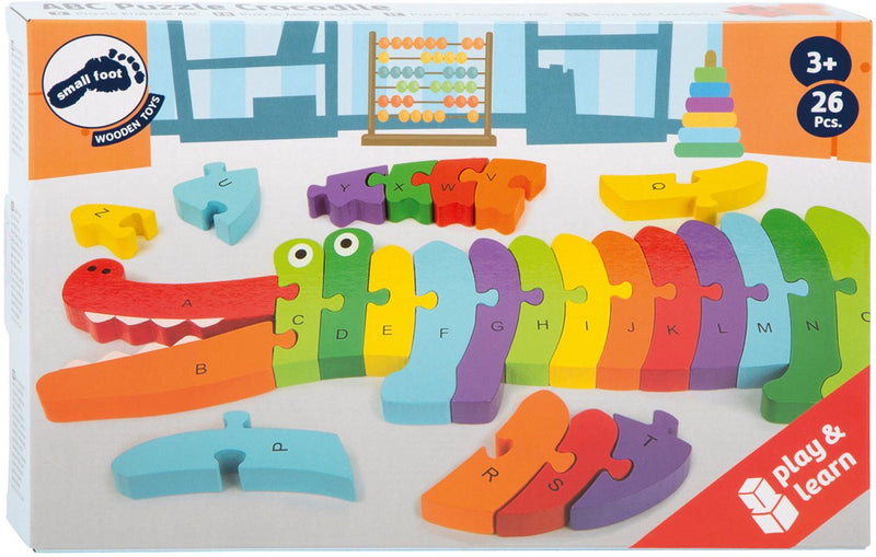 Load image into Gallery viewer, Small foot - houten abc krokodil puzzel, 26dlg.
