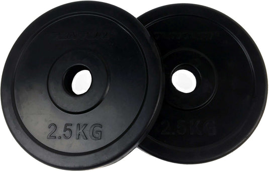 Tunturi halterschijven - halter gewichten - 2x 2,50 kg - 30mm - rubber - incl. gratis fitness app