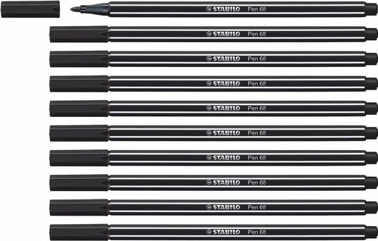 Stabilo pen 68 - premium viltstift - zwart - doos 10 stuks
