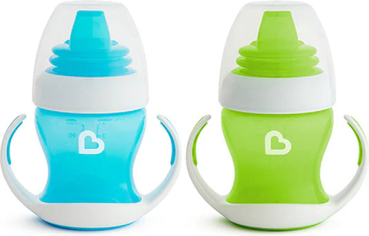 Munchkin overgangsbeker - gentle first cup - 2-pack - ant-lek beker voor baby's - drinkbeker - vanaf 4 maanden - 118ml - blauw groen