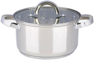 Alpina kookpan met deksel 2,4 liter – rvs pan 18 cm – inductie – glazen deksel – geschikt voor alle warmtebronnen