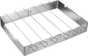 Westmark bbq spieshouder set - grill spiesen - gelijkmatig grillen - inklapbaar ontwerp - 7 delig - zilverkleurig