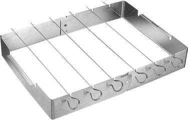 Westmark bbq spieshouder set - grill spiesen - gelijkmatig grillen - inklapbaar ontwerp - 7 delig - zilverkleurig