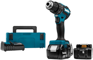 Makita dhp485rfj 18v li-ion accu klopboor- schroefmachine set (2x 3.0ah accu) in mbox - koolborstelloos