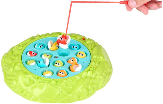 Eddy toys eddy toy visspel elektrisch ø22,5cm - 20 stuks - visspel met 15 visjes en 4 magnetische hengels en 1 draaiend speelbord - draaiend speelbord - gezelschapsspel voor kinderen