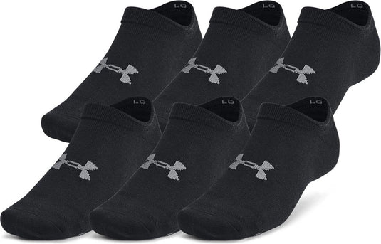 Under armour ua essential no show 6pk unisex sportsokken - zwart - grijs