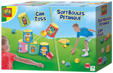 Ses creative ses - blikgooien en soft jeu de boules - 2-in-1 spellen - stevige kunststof bekers en zachte ballen - in handige bewaartas