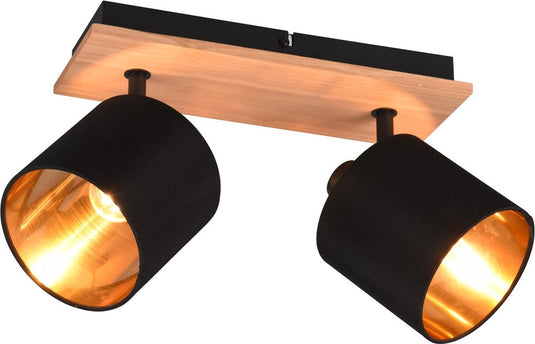 Rl live your light reality tommy - spot - houtkleurig - excl. 2x e14 4 w - afstandsbediening - geintegreerde dimmer - traploos instelbare lichtkleur - nachtlampje - geheugenfunctie