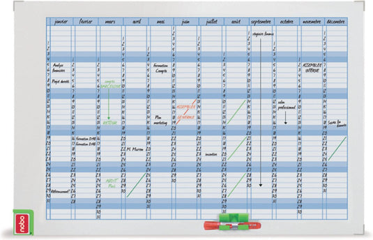 Nobo performance planbord whiteboard - jaarplanner aan de muur - 72 x 5 x 103 cm - wit