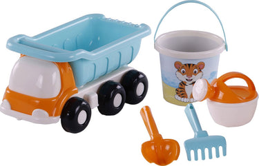 Cavallino strand kiepwagen met emmerset blauw, 5dlg.