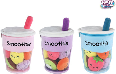 Van manen pluche smoothy knuffel beker met fruit 26cm - fluffy menu speelgoed.