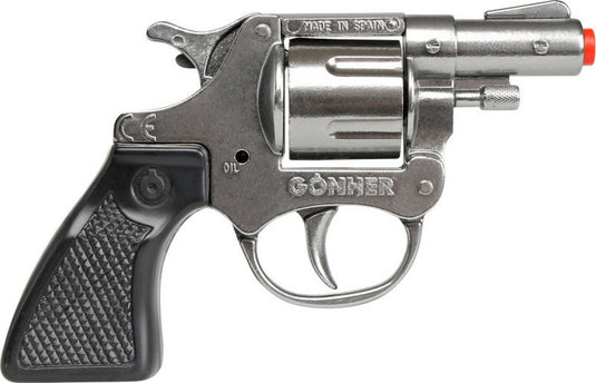 Gonher gohner politie verkleed speelgoed revolver pistool met kort loop - metaal plastic - 8 schots