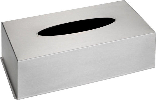Wenko box voor tissues rvs mat 25x12x8cm - tissuebox roestvrijstaal - tissuehouder - zakdoekendoos - tissuedoos staand of wandbevestigd, met bodem