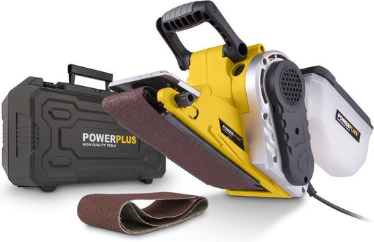 Powerplus elektrische bandschuurmachine powx0460 - 950w schuurmachine - schuurriem 533x75mm - 380min-1 - met opbergkoffer - met 3 acc.