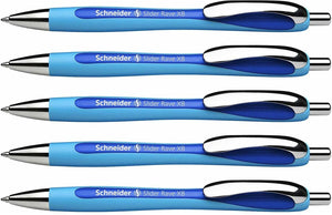 Schneider schrijfwaren schneider balpen - slider rave - penpunt xb - lijnbreedte 1,4mm - blauw - 5 stuks - s-132503-5