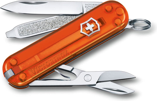 Victorinox classic sd transparent zakmes - fire opal - 7 functies